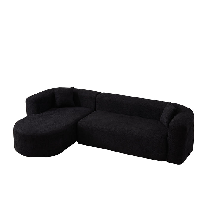 L - Shape Boneless Cloud Couch With 2 Throw Pillows For Living Room