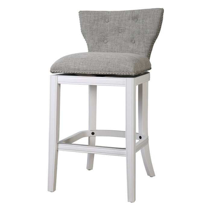 Upholstered Swivel Stool With Back