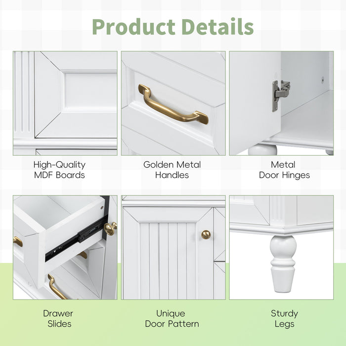 Modern Freestanding Bathroom Vanity With Sink, Cabinet, Soft-Close Drawers, Tip-Out Tray