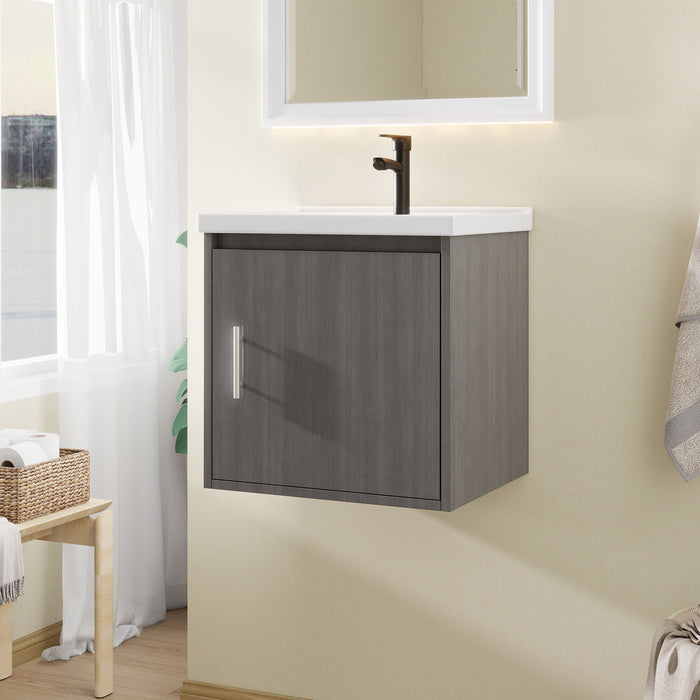 Floating Bathroom Vanity Combo, Wall Mounted Cabinet With Sink & Soft Close Doors For Small Bathrooms