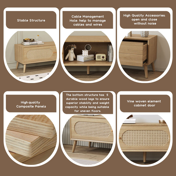 TV Stand For TVs Up To 80", Media Console, Cabinet - Natural