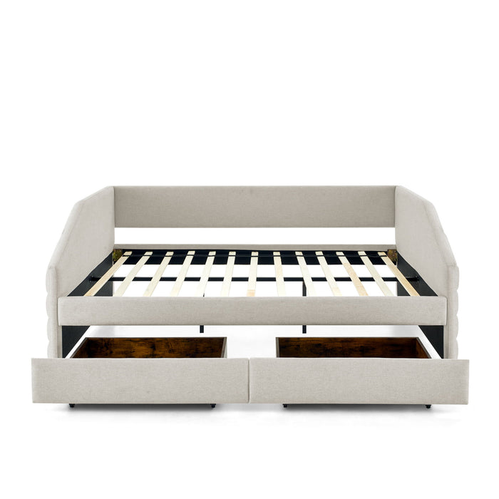 Elegant Daybed With Trundle Upholstered Tufted Sofa Bed