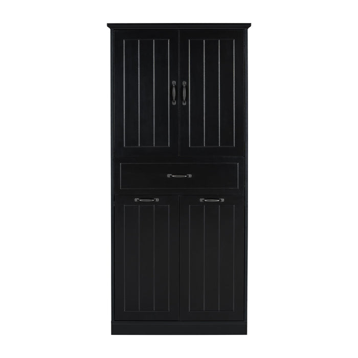 Modern Bathroom Storage Cabinet With Two Laundry Baskets, One Drawer, Adjustable Shelf