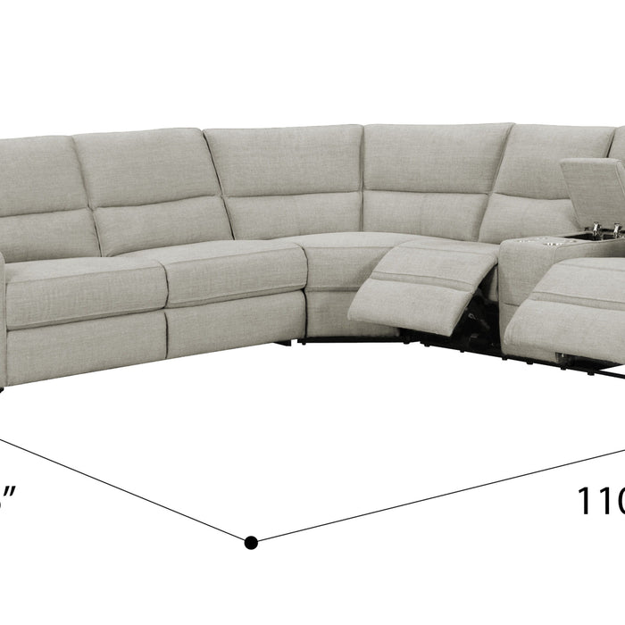 Medford - Power 3-Seat Reclining Sectional With Dual Reclining Seats, Cupholders, And Hidden Storage - Driftwood Tan