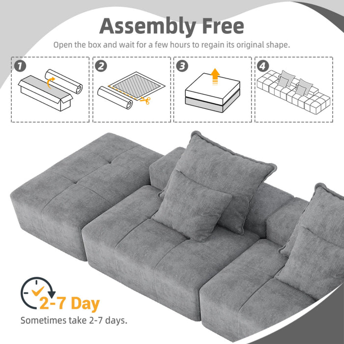 Modern Oversized, Modular Sectional Sofa With Pillows