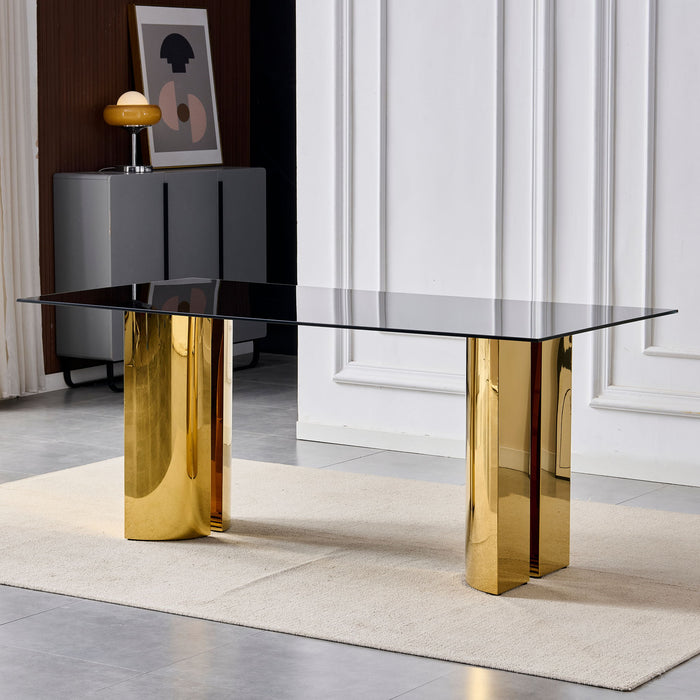 Rectangular Dining Table - Gold / Black