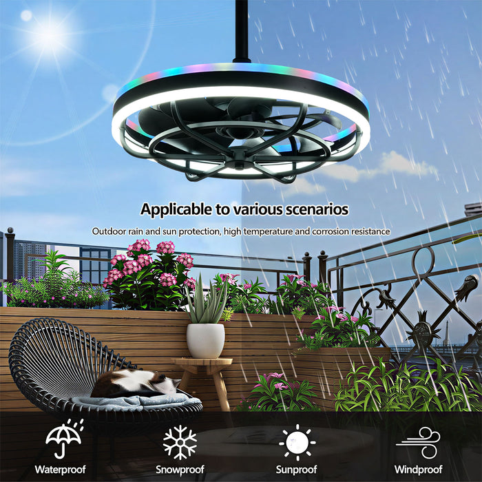 Ceiling Fan Light LED Light Source And Remote Control, 3000 - 6500K Dimmable LED Fan Light, 6 Speeds, For Living Room - Matte Black