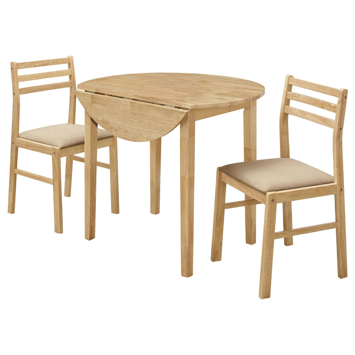 3 Piece Dining Set With Drop Leaf Table And Upholstered Chairs