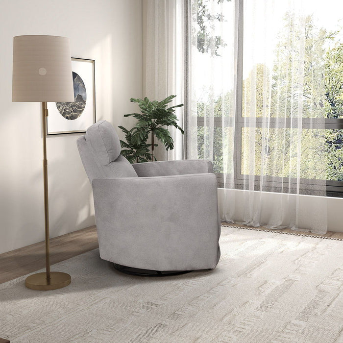 Lawson - Swivel Glider Suede Recliner Chair - Latte