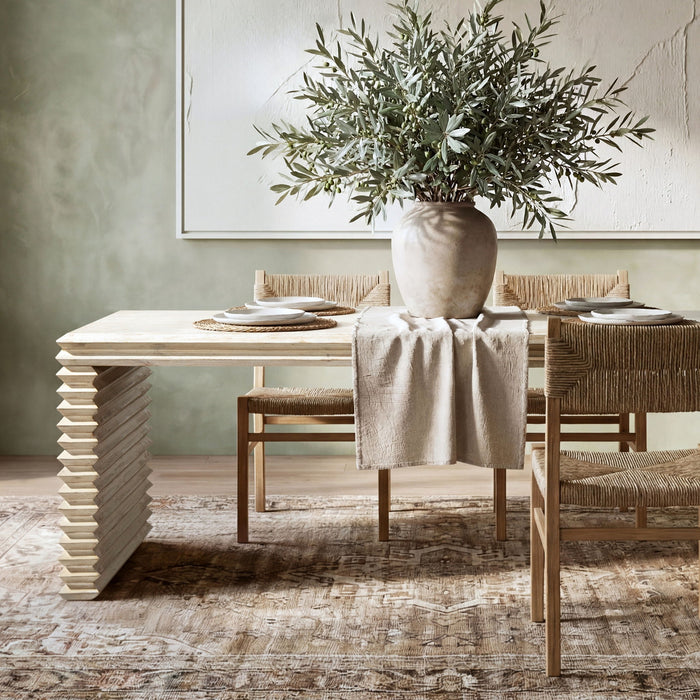 Veda - Geometric Waterfall Dining Table - White