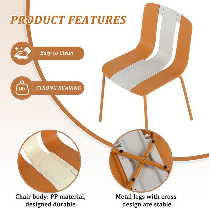 4 Piece Set Of Modern Striped Color- Blocking Single Chairs With Long Table