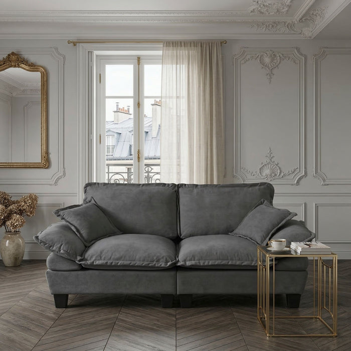 2 Seater Modular Loveseat With Curved Armrests