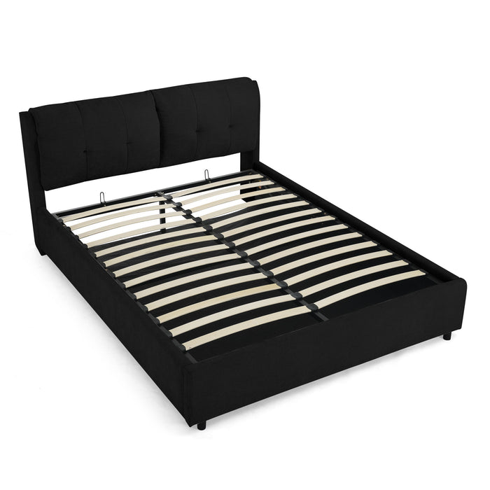 Storage Upholstered Hydraulic Platform Bed With Integrated Headboard