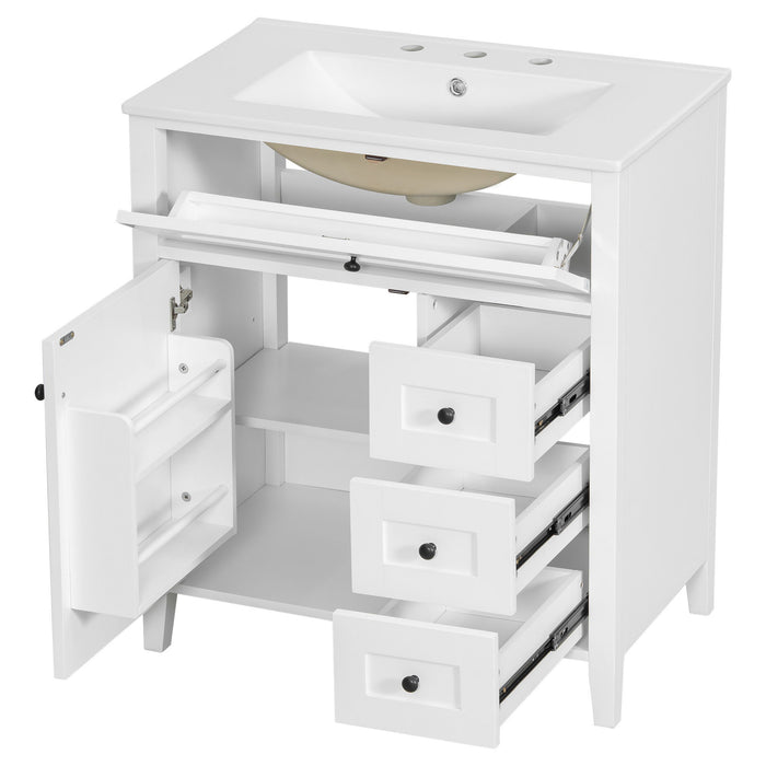 Bathroom Vanity With Sink, 3 Drawers And Adjustable Shelf
