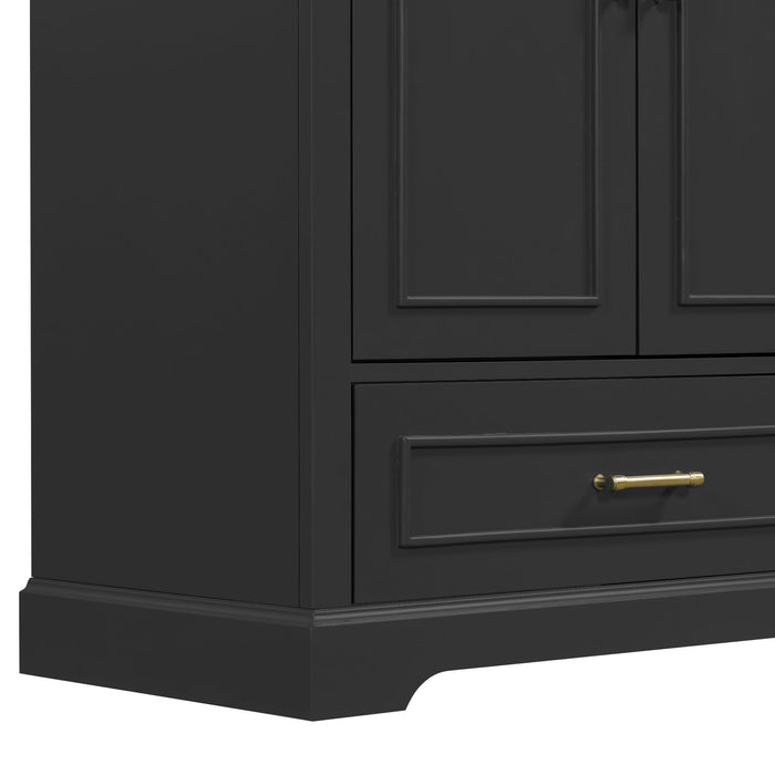 Bathroom Vanity With Sink, 1 Divided Drawer And 2 Soft Close Doors With Double Shelf