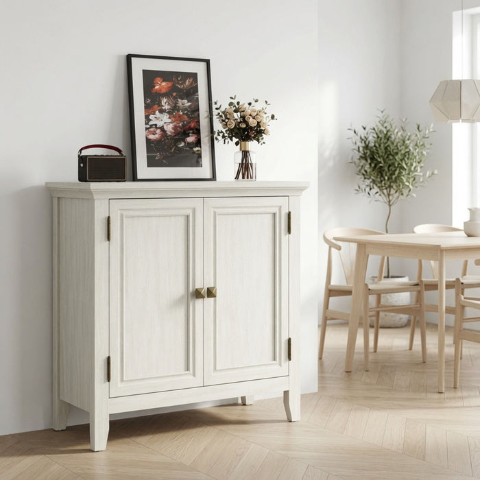2 Door Buffet Cabinet With Adjustable Shelves - Matte White / Grayish