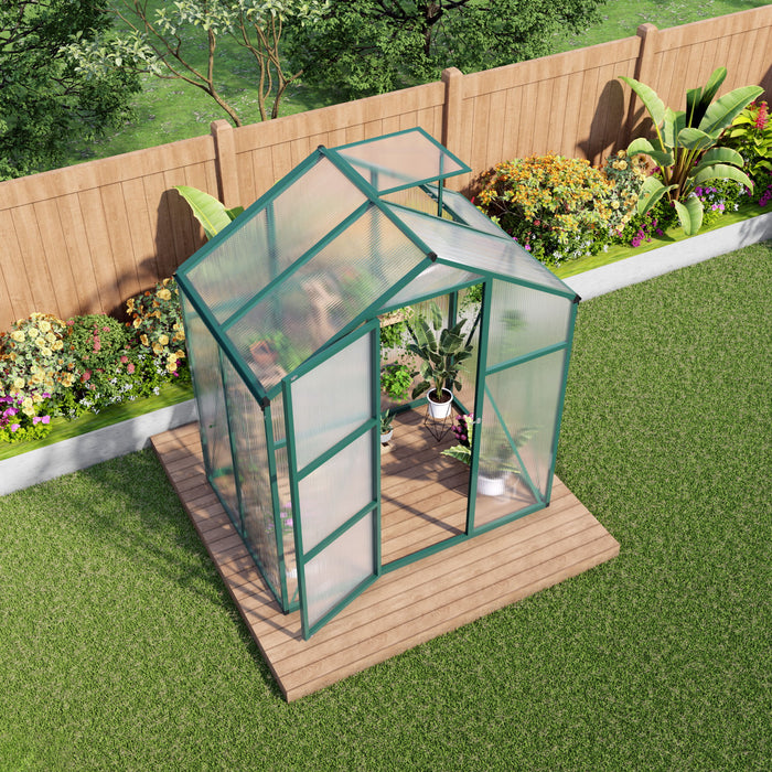Polycarbonate Walk-In Greenhouse, Raised Base For Outdoor In All Season
