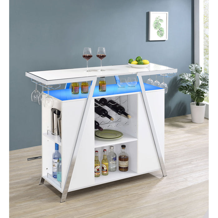 Katia - Wine Cabinet With LED Home Bar, 12 Bottle Storage - Gloss White