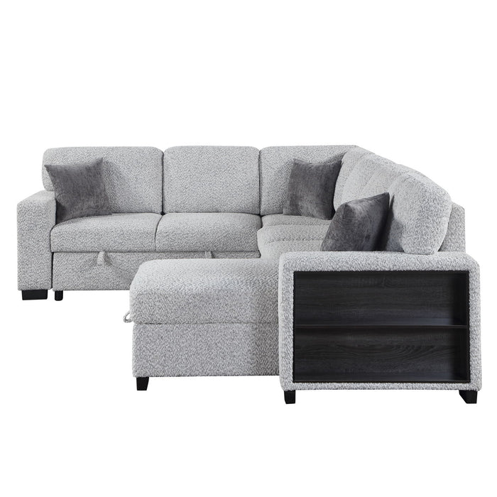 Giza - Modular Sectional Sofa With Sleeper, Storage, USB Charging - Gray