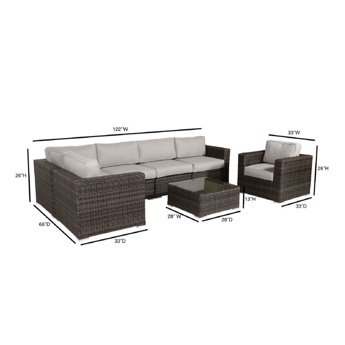 Wicker Seating Group Set With Table And Cushions