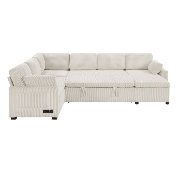 Convertible U-Shaped Sectional Sofa Bed With Reversible Chaise