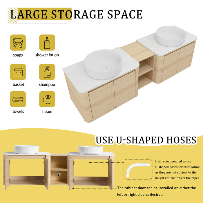 Mounted Bathroom Vanity With Art Sink, 1 Storage Shelf, Soft Close Door