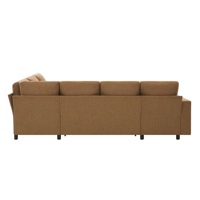 U - Shaped Convertible Sectional Sofa Bed With Storage, USB Charger & Cup Holders