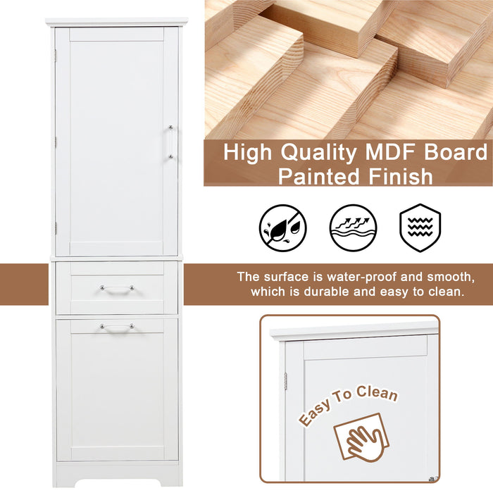 Tall Freestanding Bathroom Storage Cabinet With Adjustable Shelf And 2 Drawers