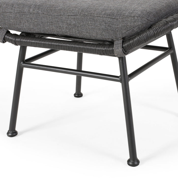 Outdoor Modern Boho Wicker Ottoman With Cushions (Set of 2)