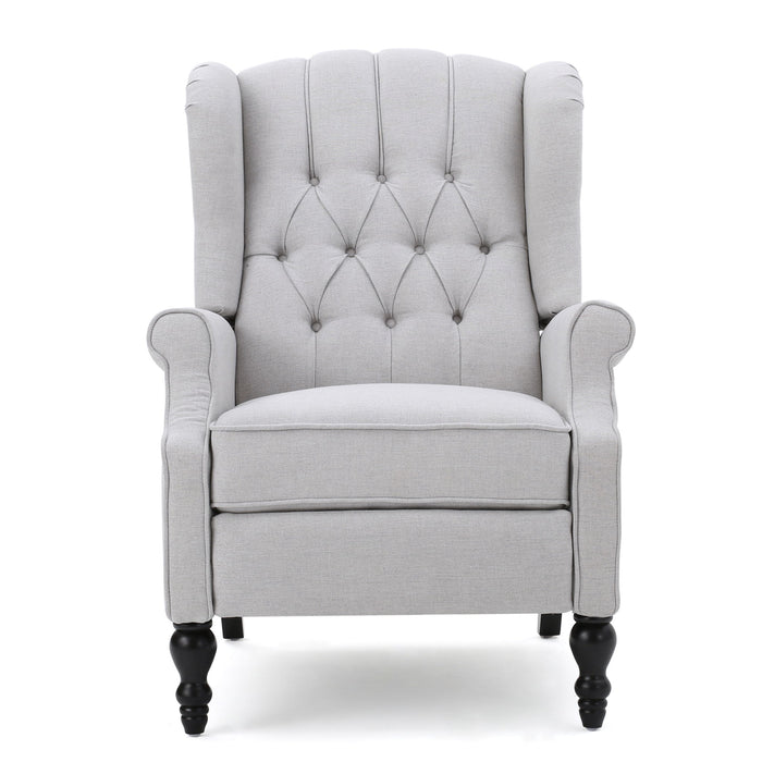 Armchair Recliner With Pushback Mechanism And Wingback Design