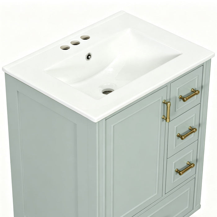 Modern Bathroom Vanity With Sink, Soft Close Doors, 3 Drawers