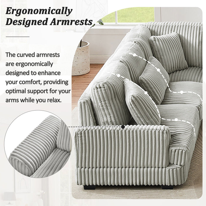 U - Shaped Sectional Sofa With Chaise Lounge, Oversized Living Room Sofa - Gray