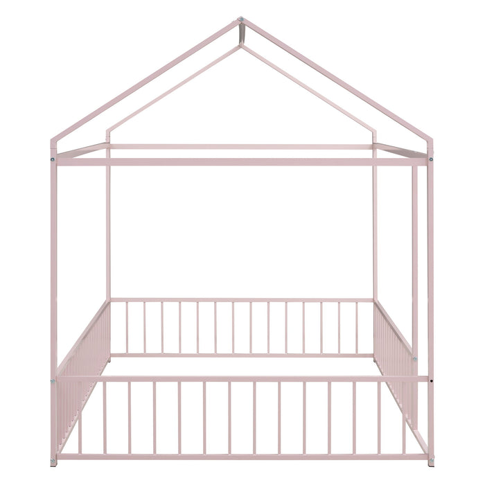 Metal Bed House Bed Frame With Fence