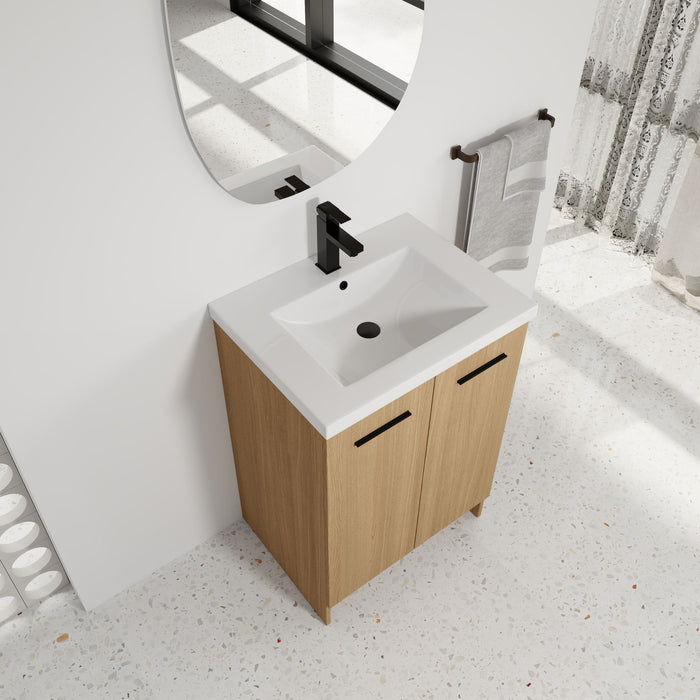 Floating Bathroom Vanity With Sink, Wall Mounted Double Door Storage