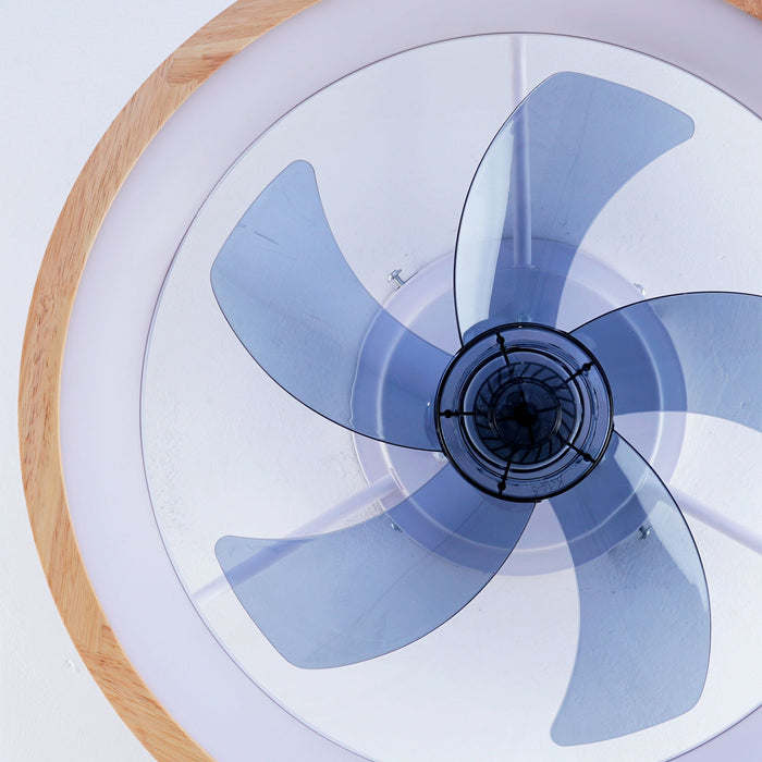 Ceiling Fans With Lights And Remote, 3000 - 6500K Dimmable Flush Mount LED Fan Light, 6 Speeds, Quiet DC Motor For Living Room - Matte White / Natural Wood