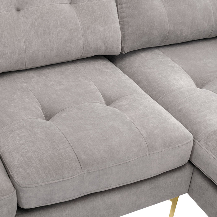 Modern L - Shape Convertible Sectional Sofa With Movable Ottoman