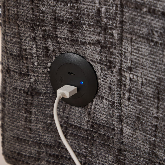 Chenille 2 Seater Sofa With LED Light, USB Charging Port, And Storage Bag