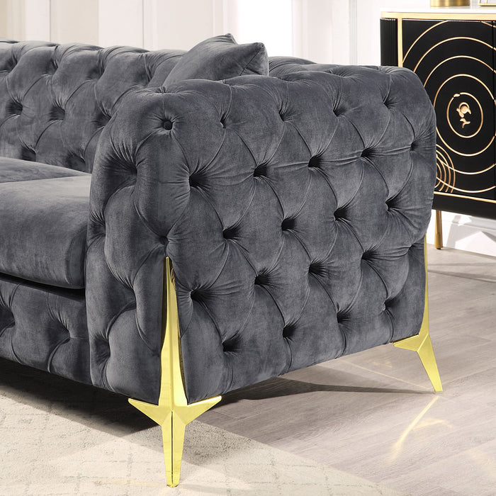 Accent Chair With Diamond Button Tufting, Matching Throw Pillow