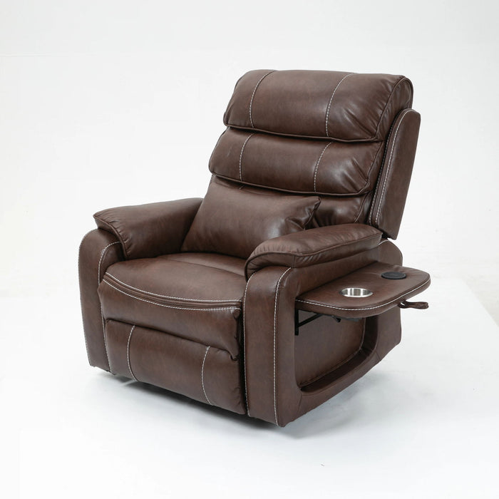 180 Degree Recliner Chair With Wireless Charging, Lumbar Support, And Dual Motor Lift - Brown