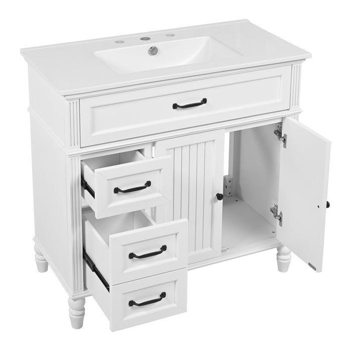 Bathroom Vanity With Sink, 2 Doors 2 Drawers, Freestanding Design