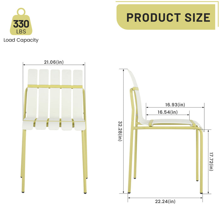 4 Piece Set Of Modern Color Block Designed Single Chairs With Long Table