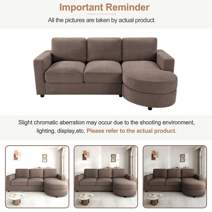Modern L-Shaped Sectional Sofa With Curved Chaise, USB Ports, And Side Storage Pockets