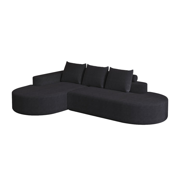 Modern Curved Sofa, L-Shaped Modular Sectional Set With 3 Pillows