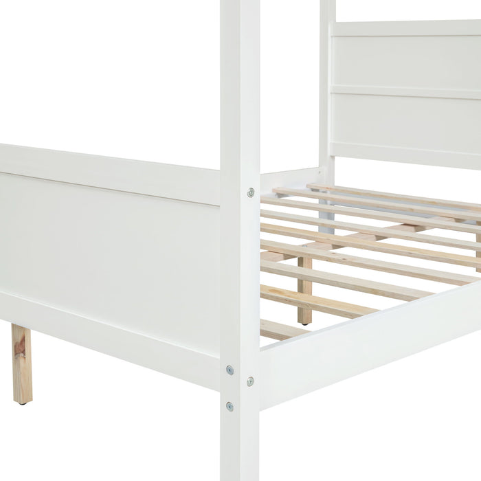 Canopy Platform Bed With Headboard And Footboard, Slat Support Leg