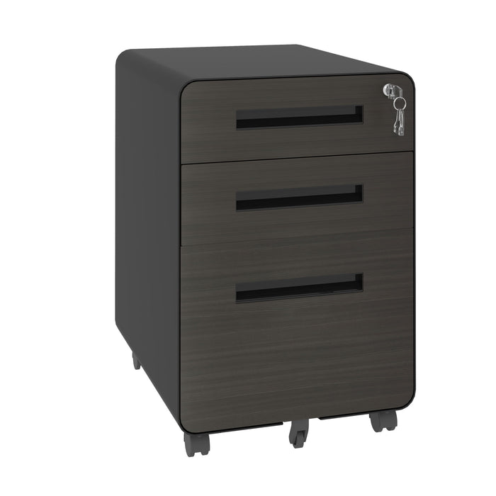 3-Drawer Mobile File Cabinet With Lock, On Casters, Holds A4/Letter Files