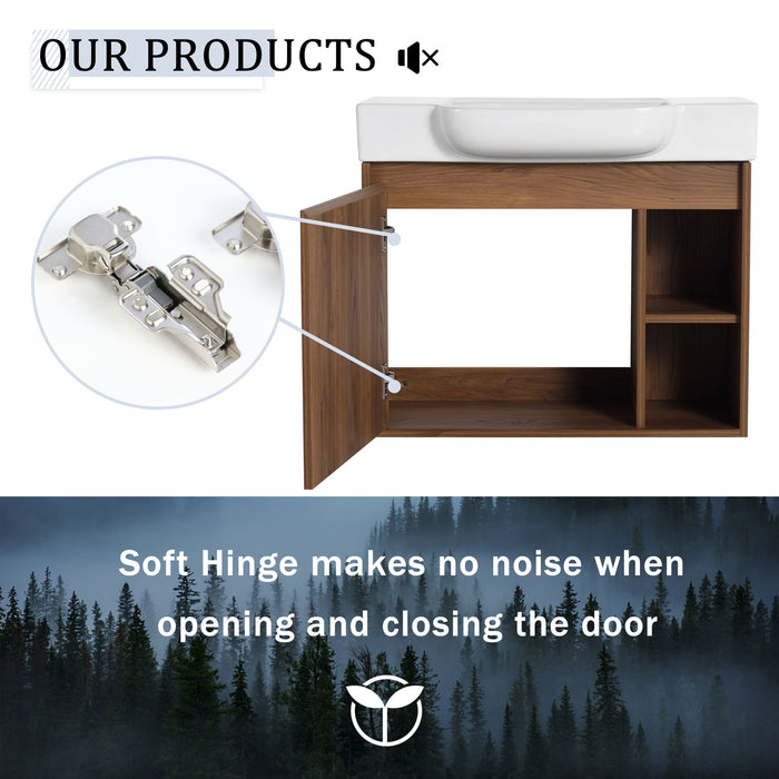 Wall Mounted Bathroom Vanity With Sink & Soft Close Door