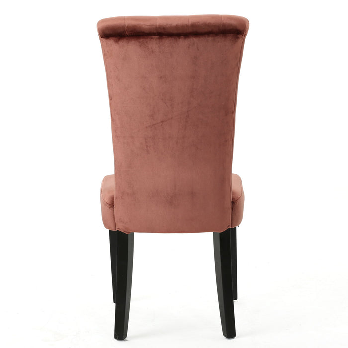 Elegant Velvet Tufted Dining Chair - Blush