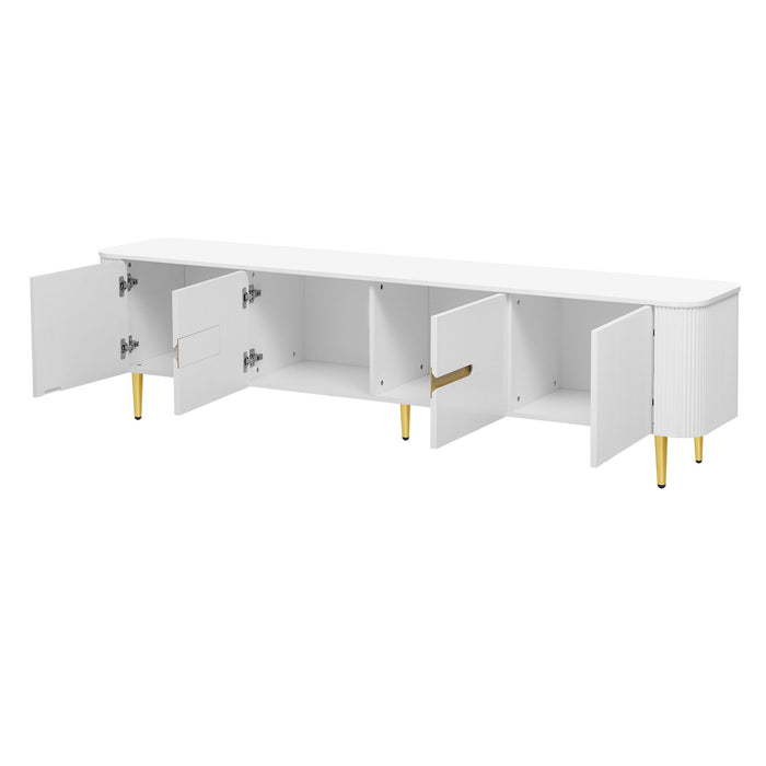 TV Stand For TVs, Media Console With 4 Spacious Cabinets For Living Room