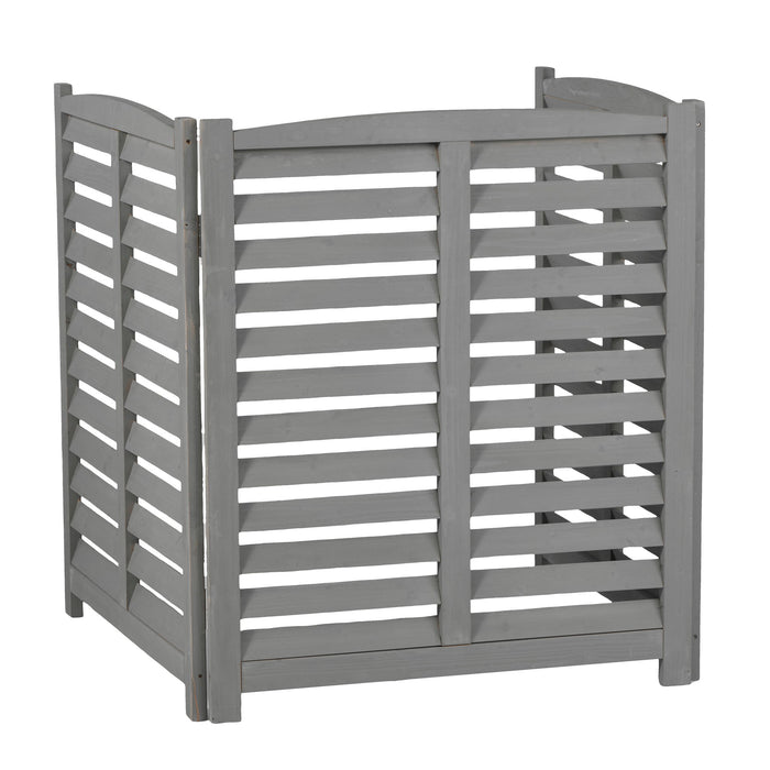 3 Panel Outdoor Wooden Air Conditioner Fence