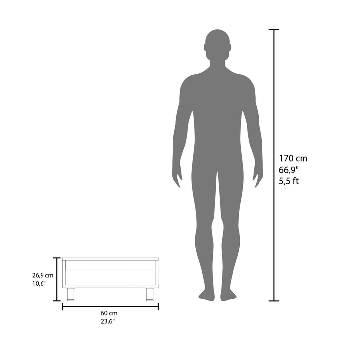 Coffee Table 1 Shelf, 4 Legs - Black